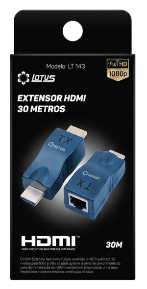 Extensor HDMI 30 Metros Via Cabo de Rede RJ45 Lotus LT-143