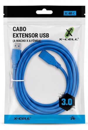 Cabo Extensor USB 3.0 Ultra Rápido X-Cell – 5 Metros (Modelo XC-MF-C)