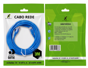 Cabo de Rede Homologado Anatel Cat5e X-Cell – 3 Metros (Modelo XC-CR-3M)