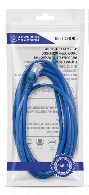 Cabo de Rede de Internet RJ45 Cat5e de Alta Velocidade - 3M