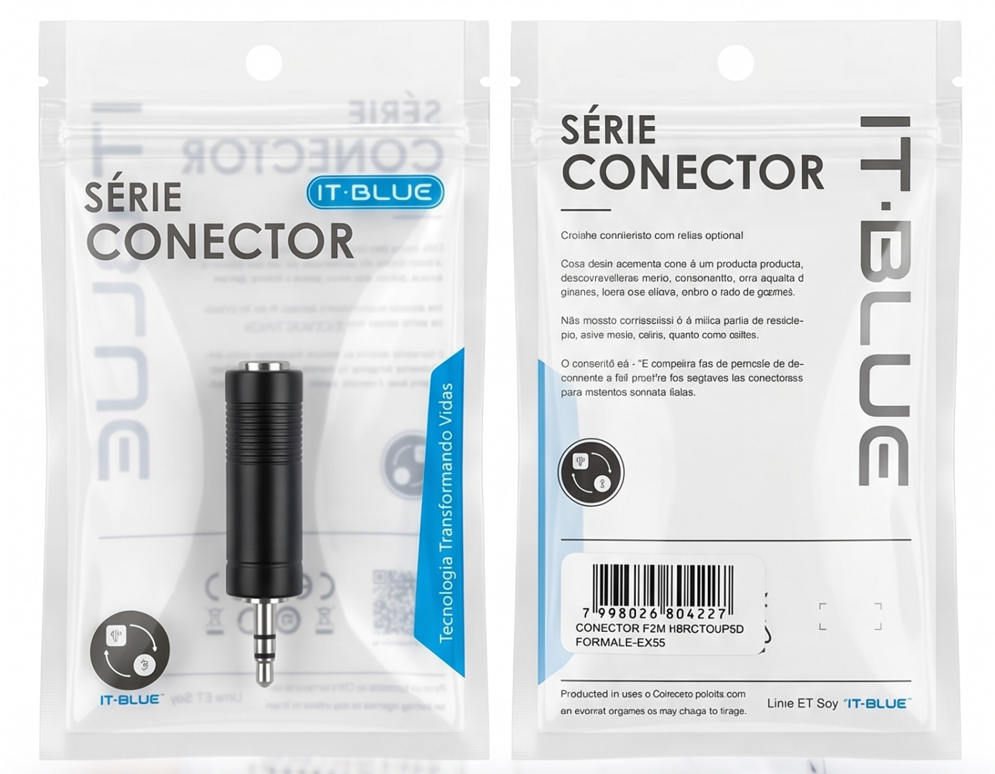 Adaptador Conector P2 Macho para P10 Fêmea IT-BLUE - Imagem 2