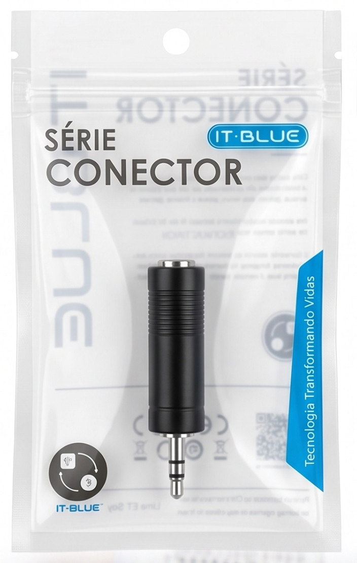 Adaptador Conector P2 Macho para P10 Fêmea IT-BLUE