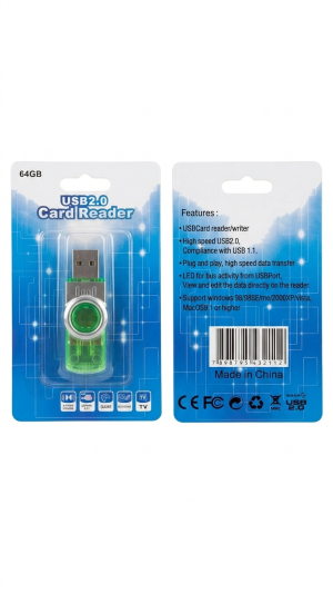 Leitor de Cartão de Memória USB 2.0 Card Reader (Suporta até 64GB)