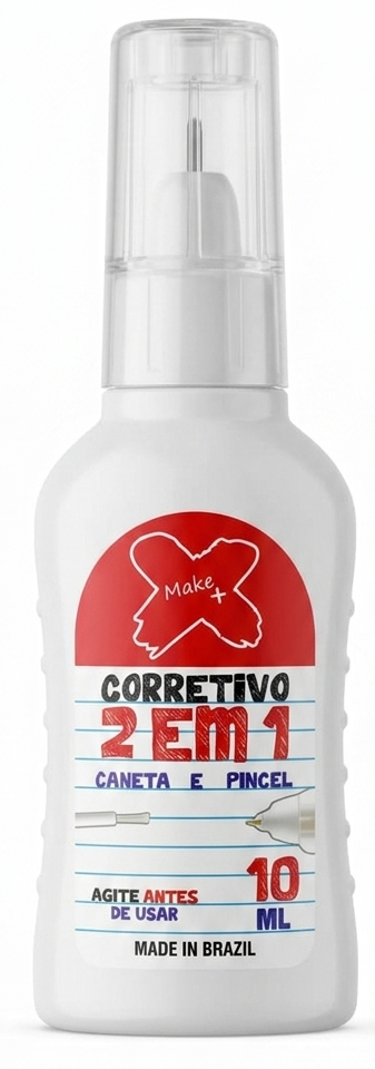 Corretivo Líquido 2 em 1 Caneta e Pincel Make+ (10ml)