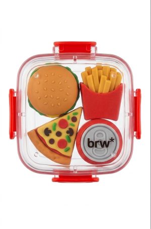 Kit 4 Mini Borrachas Fast Food com Potinho Marmitinha - BRW