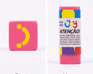 Borracha Escolar Divertida Joy Rosa com Sorriso