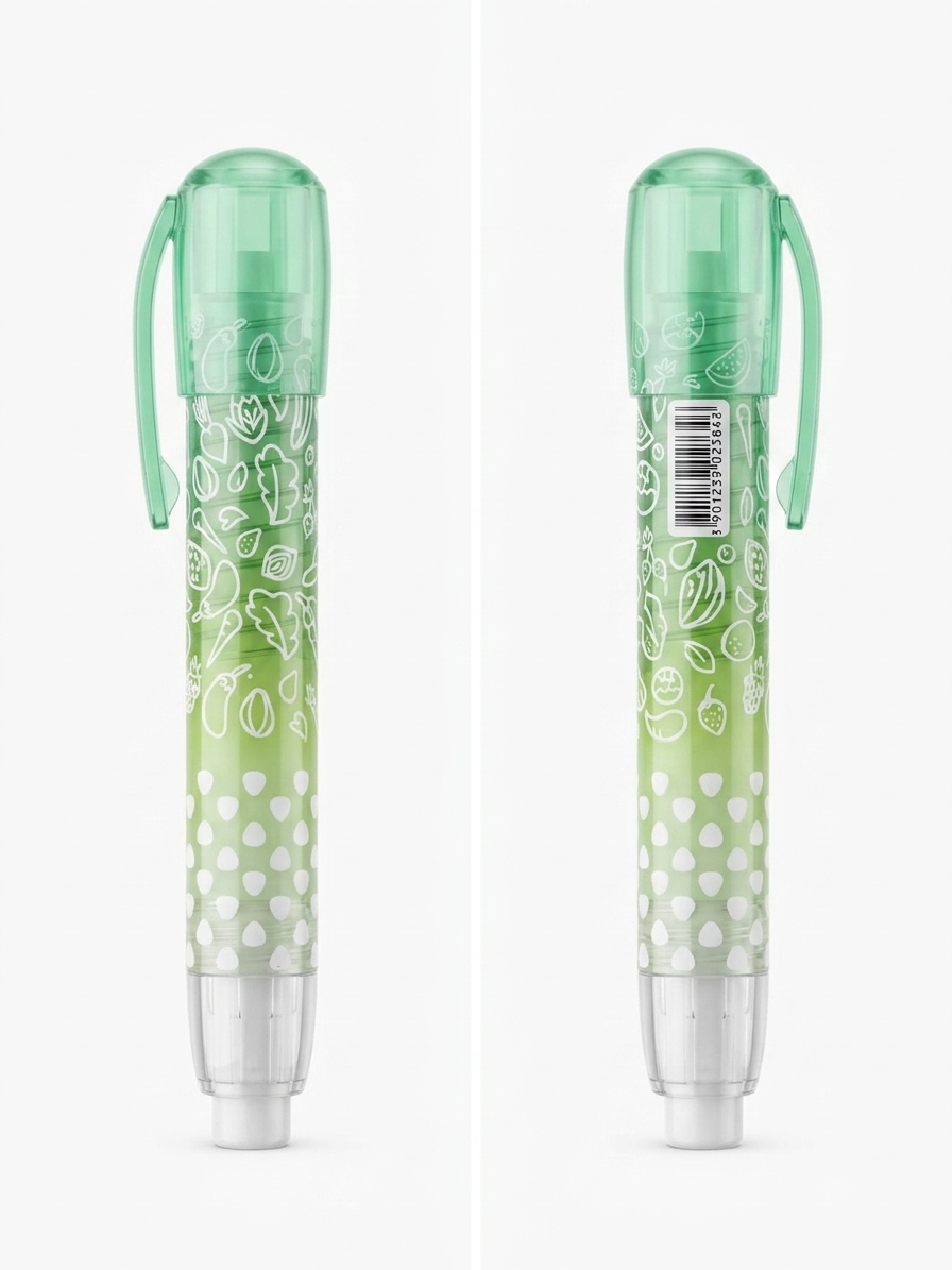 Borracha Caneta Retrátil com Tampa Verde Estampada - Imagem 2