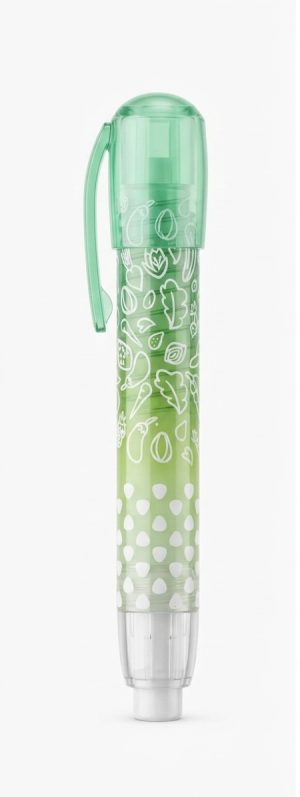 Borracha Caneta Retrátil com Tampa Verde Estampada