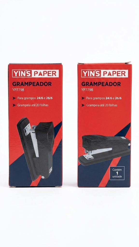 Grampeador de Mesa Médio Preto – Yin's Paper YP7798 - Imagem 2
