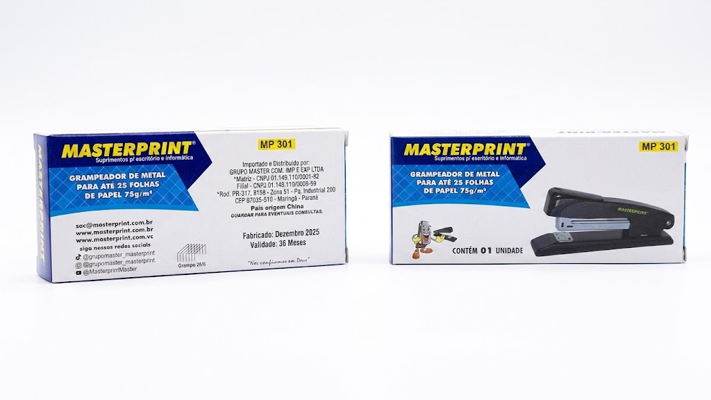 Grampeador de Metal para Até 25 Folhas Preto – Masterprint MP 301 - Imagem 2