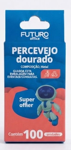 Caixa de Percevejos Dourados 100 Unidades – Futuro Office