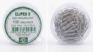 Caixa de Clipes de Aço Niquelado Nº 5 (100 Unidades)