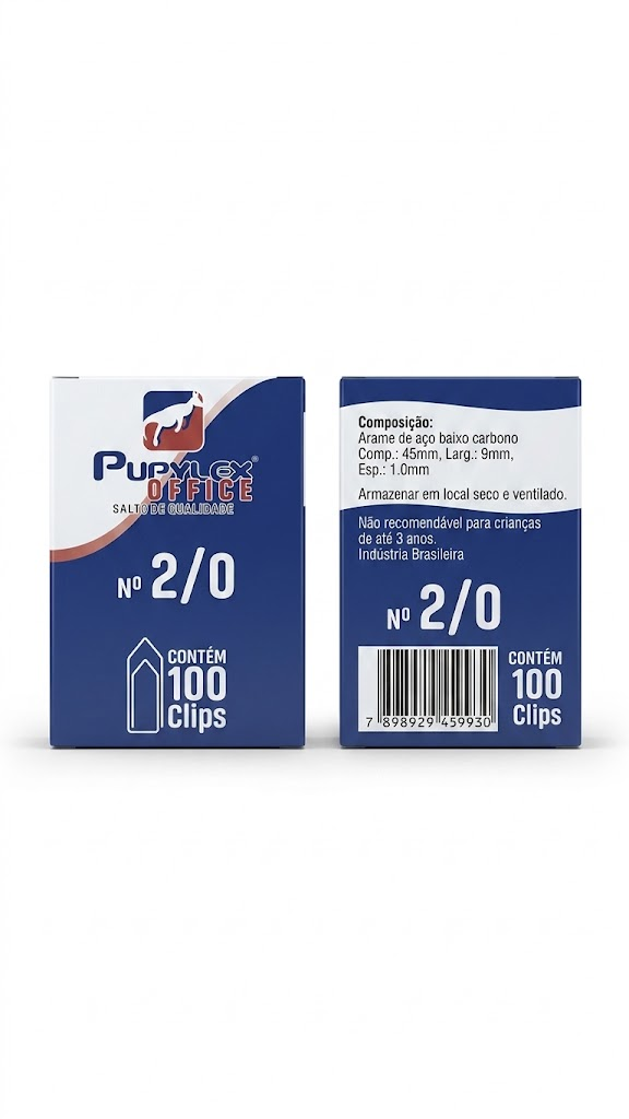 Clips para Papel Nº 2/0 Caixa com 100 Unidades – Pupylex Office - Imagem 2