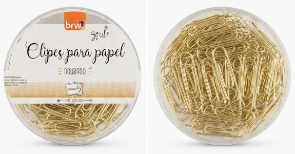 Pote de Clips Dourados – 200 Unidades – Linha Soul BRW - Imagem 2
