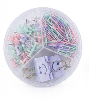 Conjunto de Papelaria Stationery Set DL2282 – Clips, Binder Clips e Percevejos