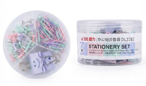 Conjunto de Papelaria Stationery Set DL2282 – Clips, Binder Clips e Percevejos