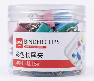 Pote de Binder Clips Coloridos 19mm – 40 Unidades – Tamanho 5#